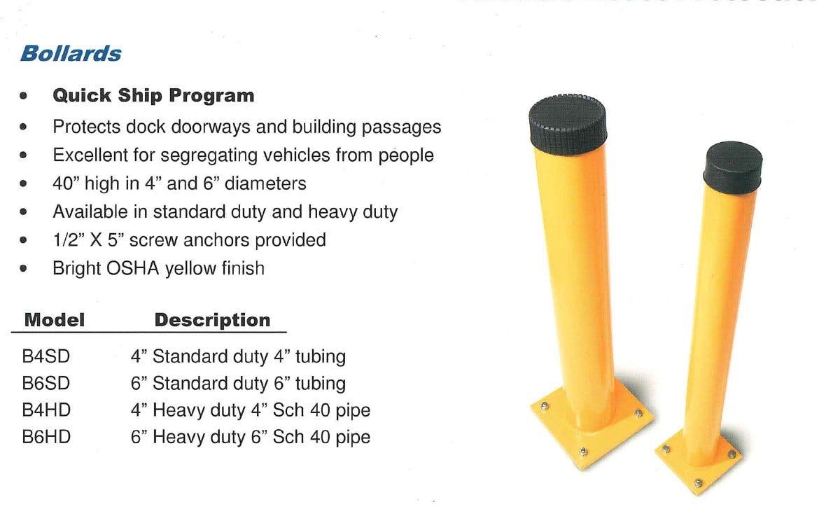 OSHA黄色安全护柱上的图形与尺寸规格