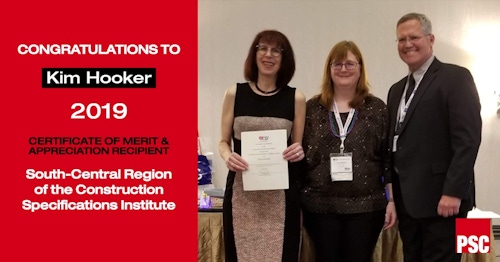 Kim Hooker Awarded CSI Certificate of Merit and Appreciation